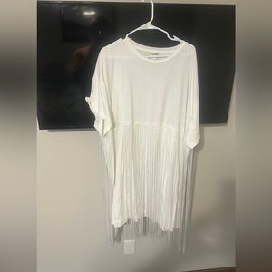 Plus size white western fringe dress